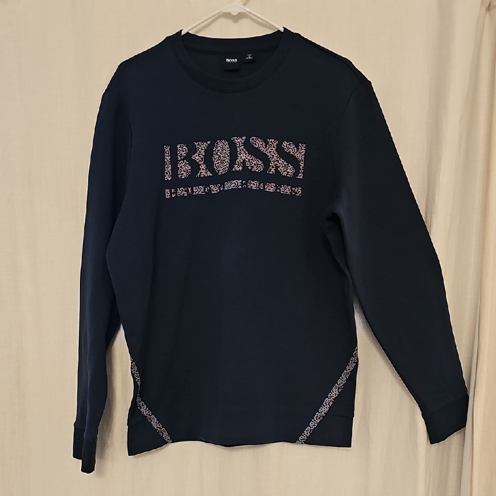 BOSS Men's Dark Blue Crewneck Sweater